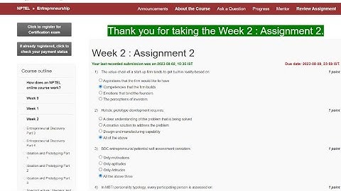 NPTEL WEEK2 entrepreneurship assignment answers #nptel #nptelcourseanswers #entrepreneurship#swayam