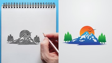 Mountain SKETCH into AMAZING vector art ILLUSTRATION (Adobe Illustrator)