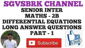DIFFERENTIAL EQUATIONS IMPORTANT LAQS PART - 1