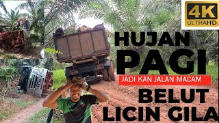 lori bim buah sawit jalan di jalan licin macam belut licin gila betul betul parah ini😱#lorisawit