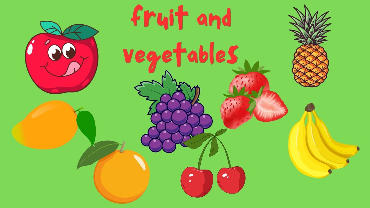 fruits and Vegetables Names | first Words For Babies | Learn English ...