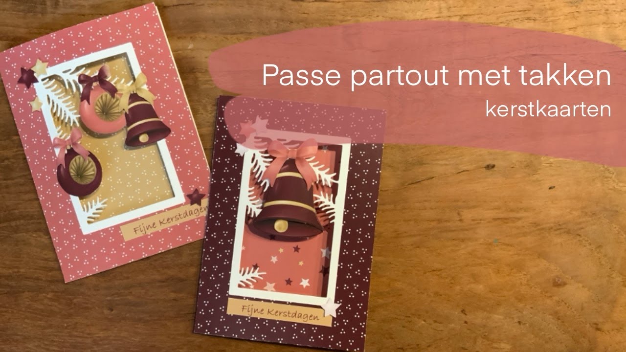 Kerstkaarten met passe partout met takken