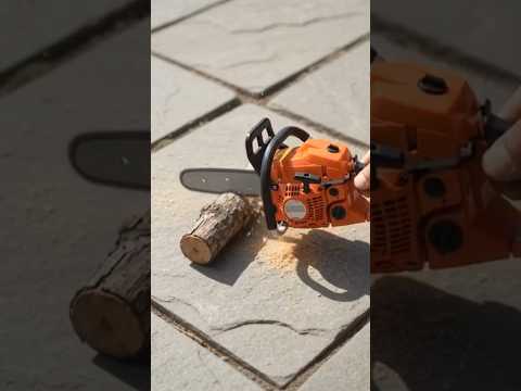 A Tiny Chainsaw Cutting Real Wood! 😱🪵 | AI-Generated 4K ASMR #Shorts