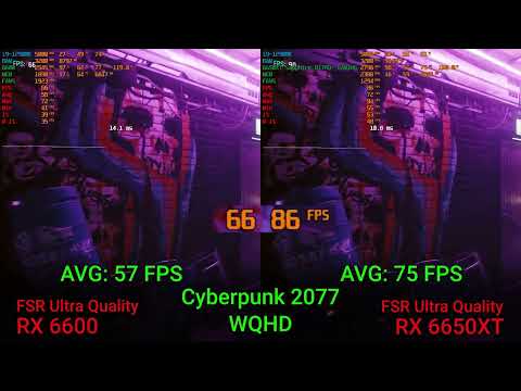 RX 6600 vs RX 6650 XT (Cyberpunk 2077, QWHD Ultra, dlss/fsr ON, rtx OFF)