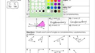 Unit 6, Lesson 3: Complementary and Supplementary Angles