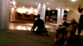 Chris Thomas breakdancing with a midget