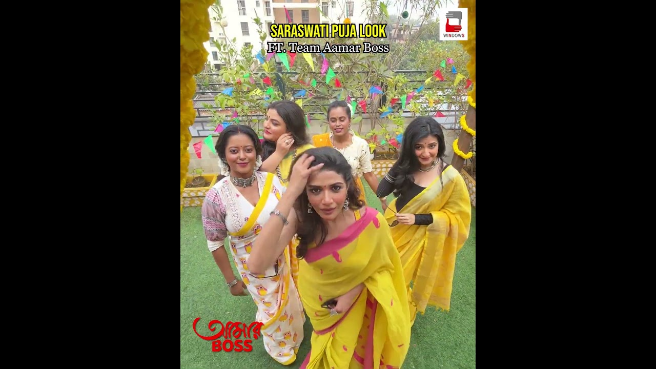Saraswati Puja look ft. Team Aamar Boss!Aamar Boss releasing on 16th May.
