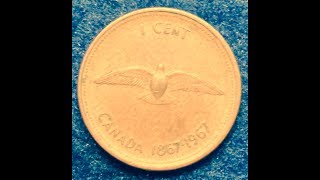 Canadian One Cent Coin With Dove (1867-1967)