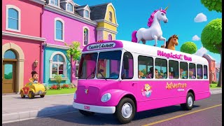 Unicorn Rides on a Pink Bus 🦄🚌 | 3D Animated Nursery Rhyme | Fun Learning Song for Kids screenshot 2