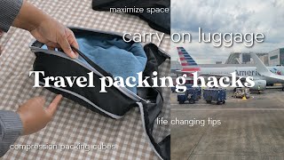 5 carryon packing hacks | how to pack a carryon + best packing cubes on Amazon, packing tips