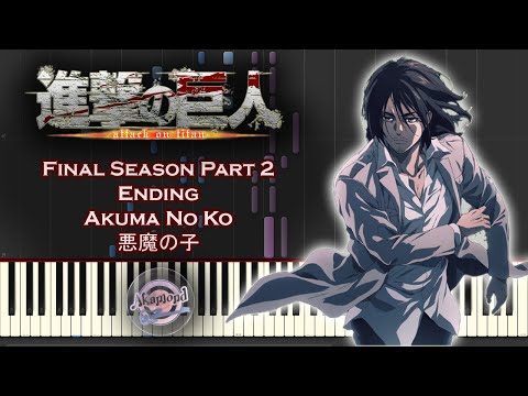 Attack On Titan 進撃の巨人 Season 4 Part 2 Ending - Akuma No Ko 悪魔の子 - Synthesia Piano Cover Tutorial