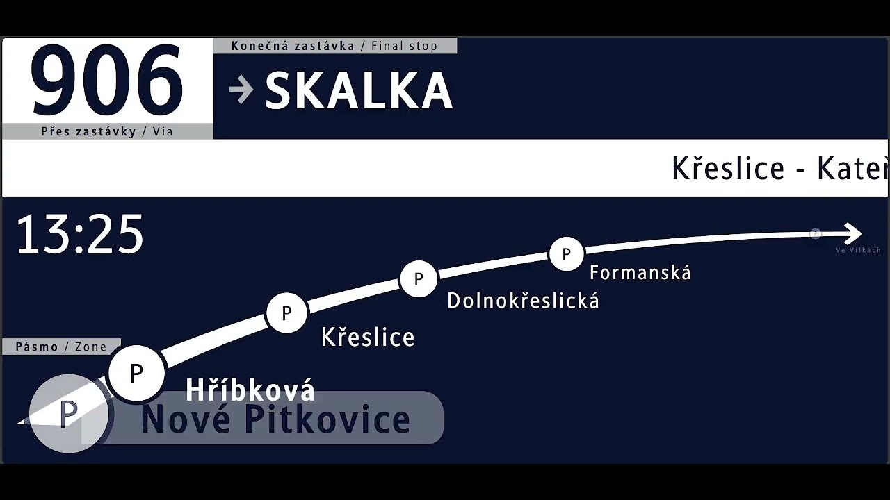 Hlášení linky 906 s panelem