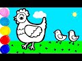 Bolalar uchun tovuq va tovuqlarni chizish/Drawing hen and chickens for children/Рисунок детям-Курица