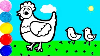 Bolalar uchun tovuq va tovuqlarni chizish/Drawing hen and chickens for children/Рисунок детям-Курица