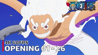 One Piece - All Openings (01 - 26) | 4K 60Fps Creditless | Cc