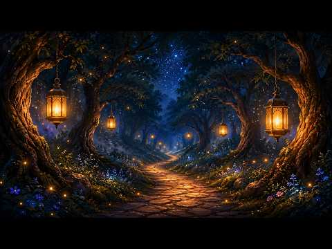 Enchanted Forest Lantern Ambience 🔥 Cozy Fantasy Music for Sleep, Study & Reading | 1 Hour No Vocals