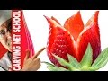 Arte em fruta, strawberry garnish, arte com morangos, decoration with fruits, fruit carving