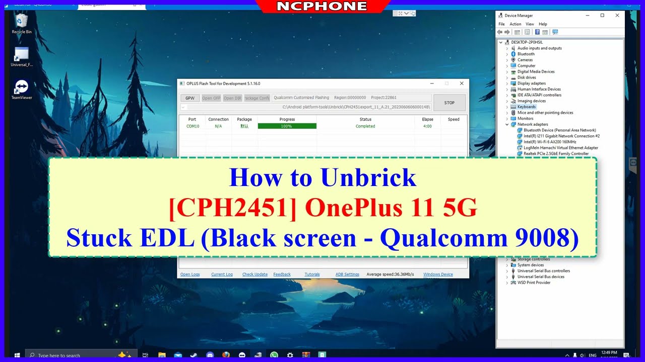 How to Unbrick OnePlus 11 5G (CPH2451) Stuck EDL, Black screen, Qualcomm 9008 mode | NCPHONE