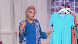 LOGO Principles by Lori Goldstein Cotton Modal V-Neck 26 Tee on QVC