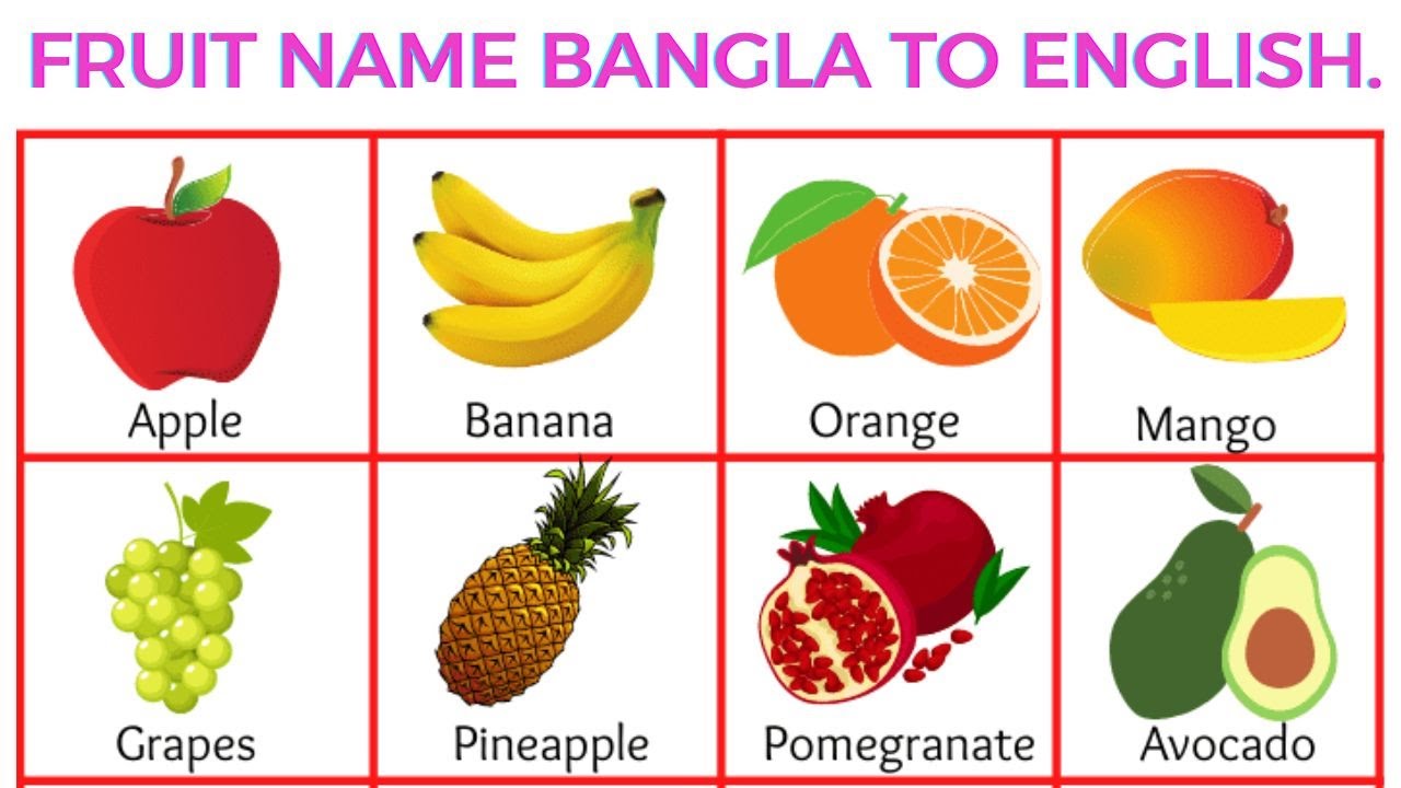 ফলের নাম শিক্ষা Learn name of Fruits in Bangla to English Fruit