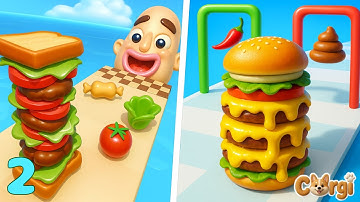 Sandwich Runner VS Burger Master - All Levels Satisfying Walkthrough Gameplay Part 2