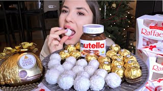 МУКБАНГ сладости Рафаэлло и Ферреро! Распаковка огромной конфеты Raffaello Ferrero rocher mukbang