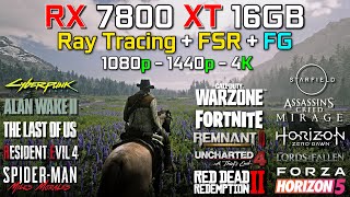 RX 7800 XT + RYZEN 5 7600X | Test in 20 Games | 1080p - 1440p & 4K | Ray Tracing + FSR + FG | 2024