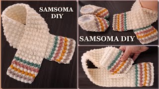 كروشيه سكارف بغرزة منتفخة مميزة وانيقة  للاولاد والبنوتات / كروشيه كوفيه /  crochet scarf tutorial