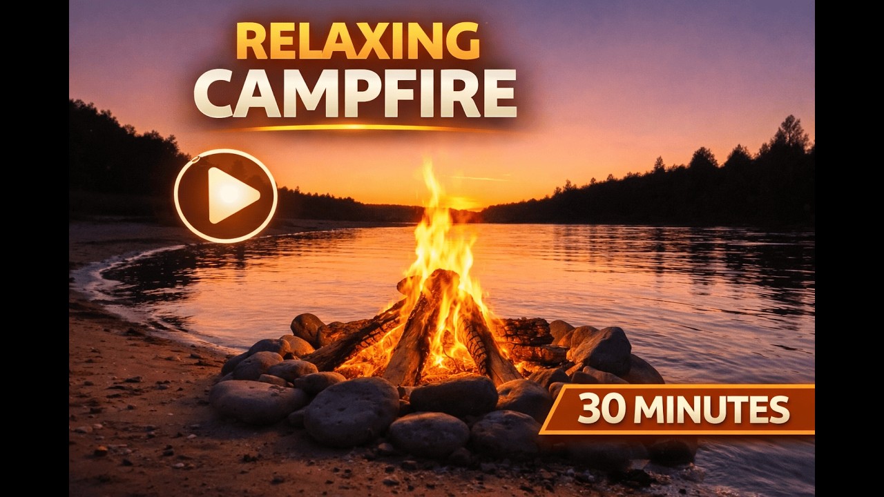 RELAXING CAMPFIRE BY THE LAKE 🔥 | NATURE FIRE SOUNDS (30 MINUTES)
