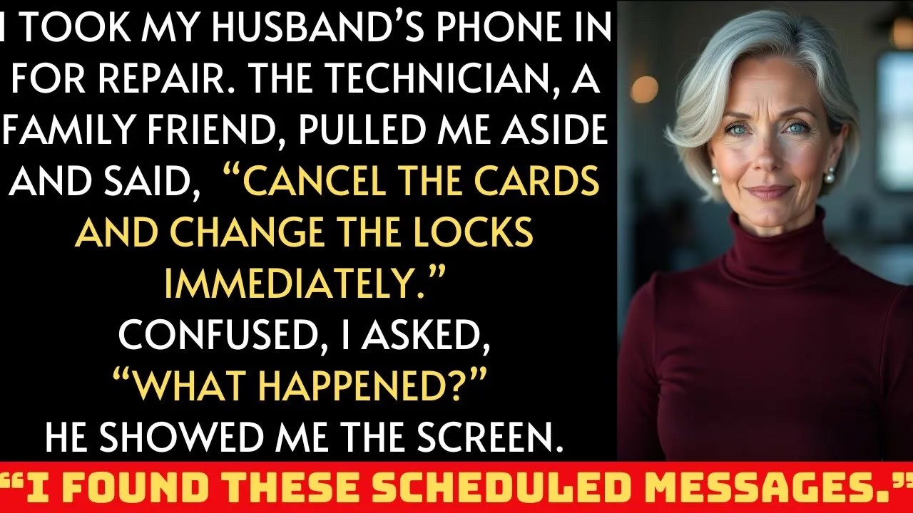 I took my husband’s phone for repair  the tech said, “cancel your cards and change the locks