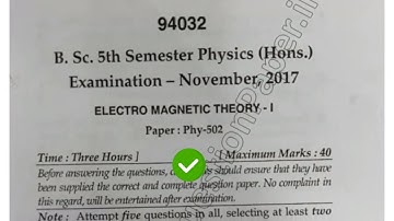 2017 Mdu BSc Physics Hons 5th Sem Electro Megnatic Theory Question Paper #MduQuestionpaper