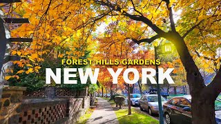 New York City 4K Walking Tour in Fall 2023 : Best Neighborhood : Forest Hills Gardens, Queens