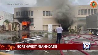 Miami Dade firefighters respond to warehouse fire
