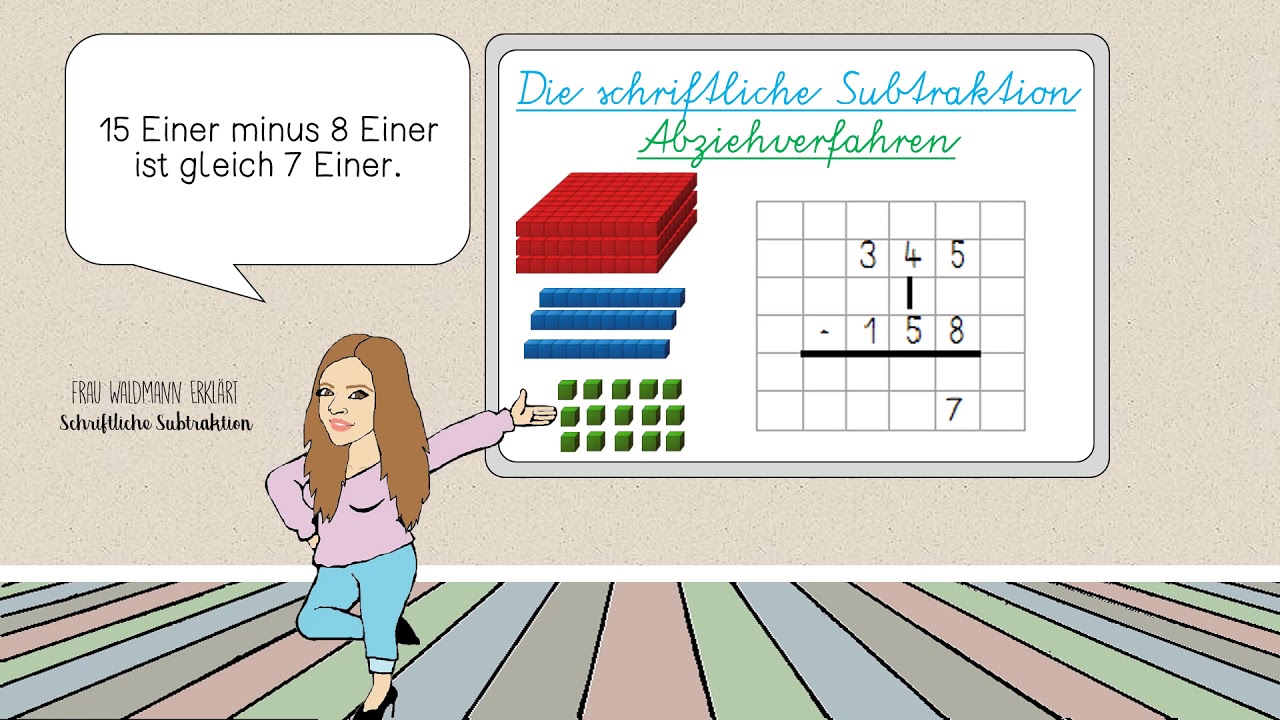 Erklärvideo Grundschule - Die schriftliche Subtraktion - schriftlich