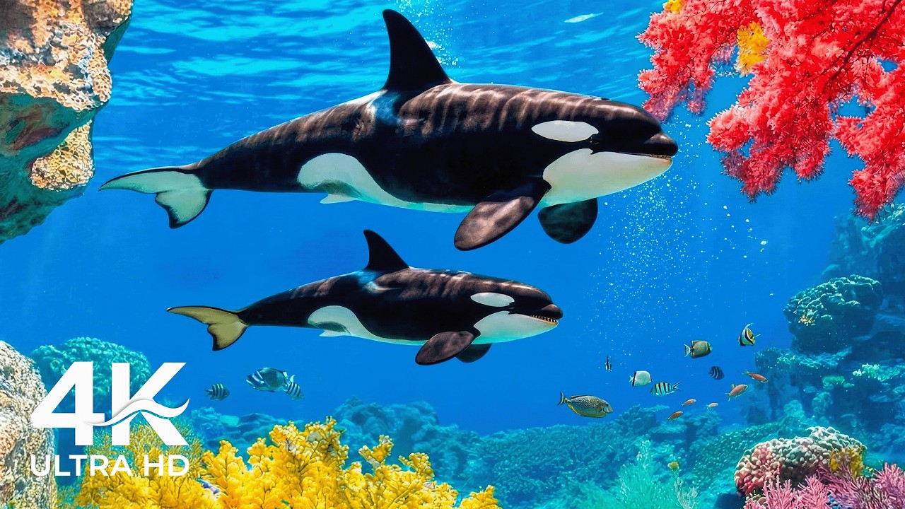 Глубоководный мир 4K ULTRA HD | Потрясающие морские обитатели в движении | Спокойное фортепиано