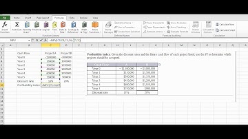 Profitability index calculation using Excel
