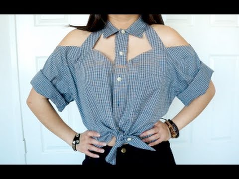 DIY Cut-Out Collar Shirt