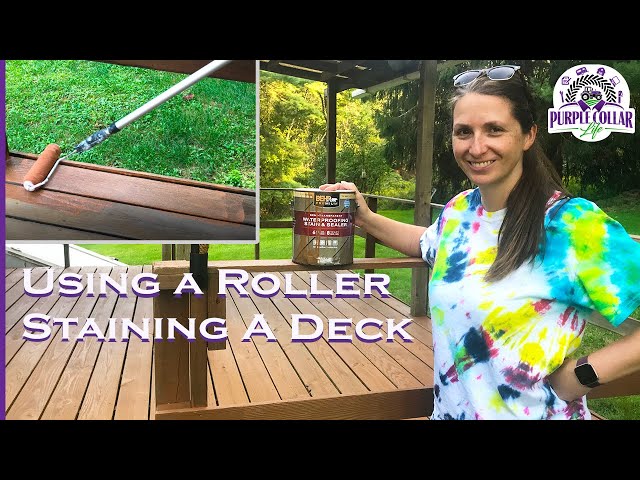 249: Using a Roller To Stain a Deck - EASY! #purplecollarlife - YouTube