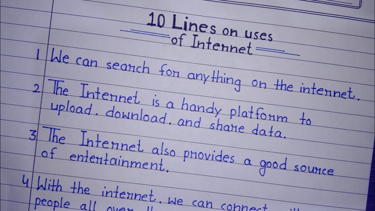 10 lines on essay on internet