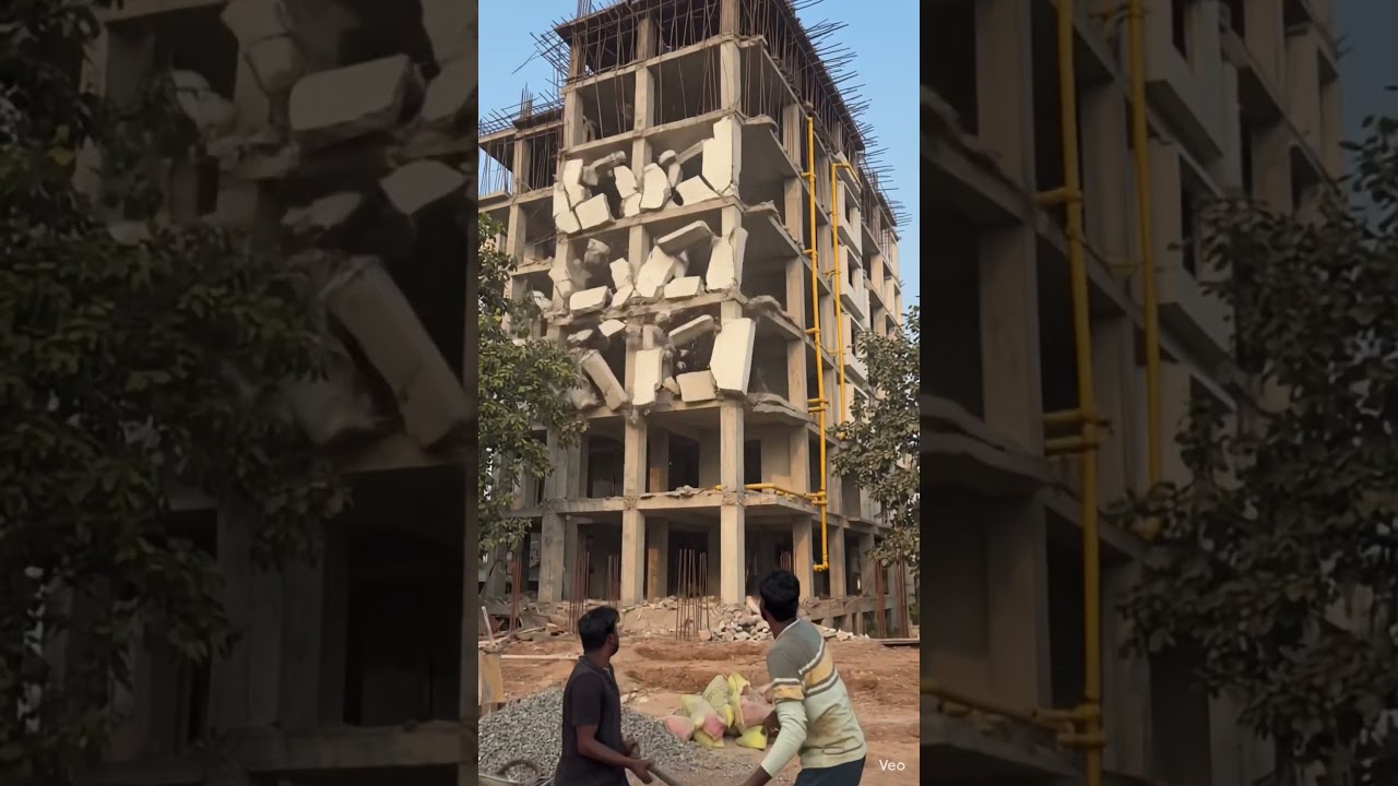 😮Construction Site Par Achanak Building Collapse 