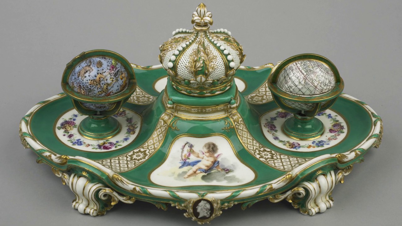 (と30)フランス ファイアンス様式 インクスタンド Desvres系統 Ecritoire 'à globes' Inkstand - The Wallace Collection