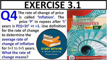 Exercise 3.1 Question 4 class 12 Maths New KPK Book | Ex 3.1 Q No 4 Average Rate of Change Inflation