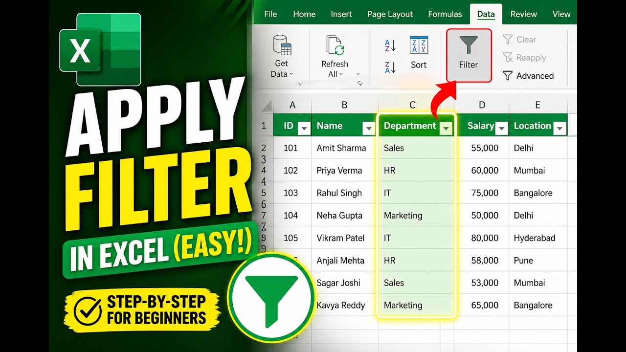How To Apply Filter In Microsoft Excel - YouTube