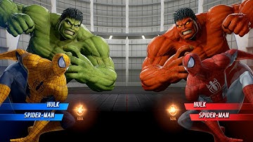 Hulk & Yellow Spiderman VS Red Hulk & Red Spiderman - Marvel vs Capcom Infinite