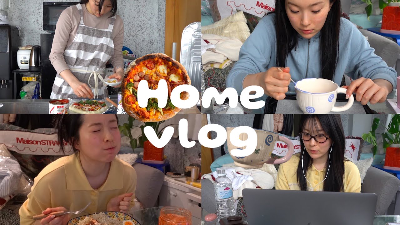 【vlog】お家で過ごす1日🏠ピザを焼く/マグカップ作り☕️🤍