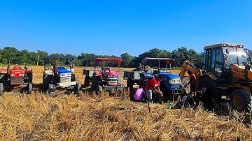 Swaraj 744 FE  Powertrac Euro 50 mahindra yuvo 575di  loading mud bull backhoe loader ||