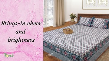 Hand Block printed Cotton Bedsheet | Double Bed, Queen size | TOAIArt.com