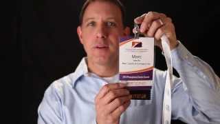 Variable data printed tradeshow badges produced by Marc Laucks and Company, Inc.