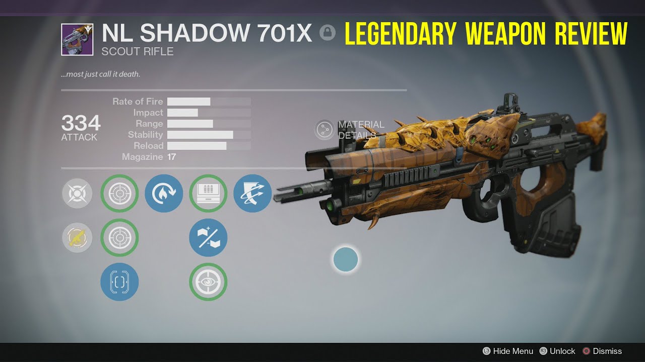Destiny The Taken king : NL Shadow 701X - Scout Rifle : Legendary  Weapon Review