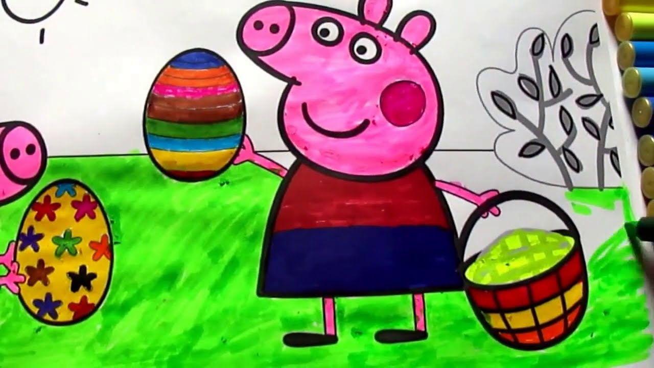 Download Peppa Pig And George Easter Egg Hunt Coloring Page Youtube